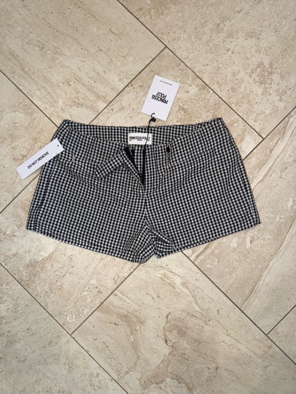 Princess Polly Black & White Gingham Micro Shorts